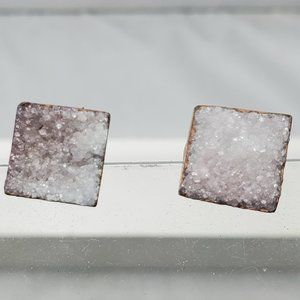Soft Surroundings natural white druzy quartz dahlia pierced earring